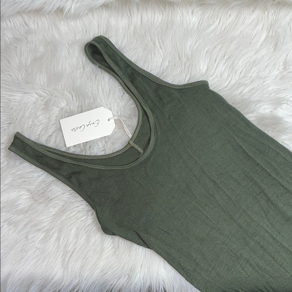 Enza Costa Dresses & Skirts - Enza Costa Ribbed Silk Midi Dress in Olive